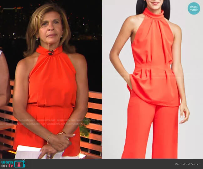 Lela Rose Fluid Crepe Halter Top worn by Hoda Kotb on Today