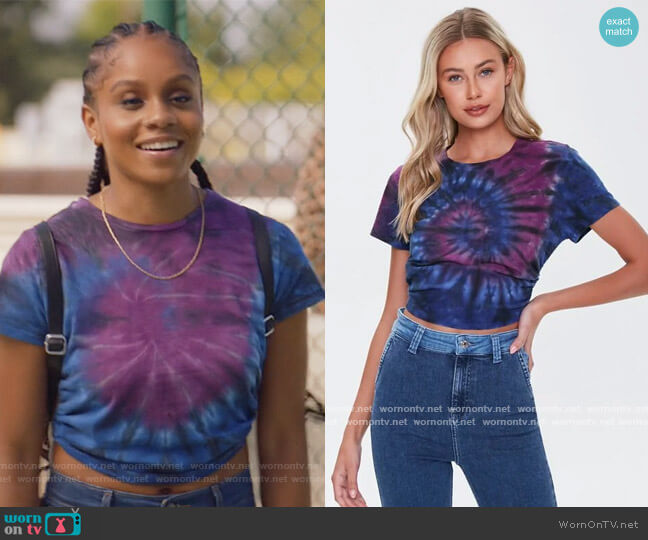 Forever 21 Tie-Dye Open-Back Tee worn by Simone Hicks (Geffri Maya) on All American