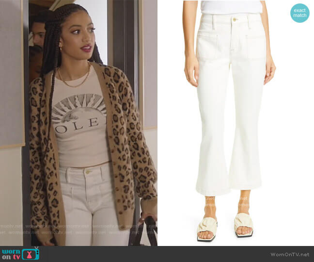 Frame Le Bardot Crop Flare Jeans worn by Olivia Baker (Samantha Logan) on All American