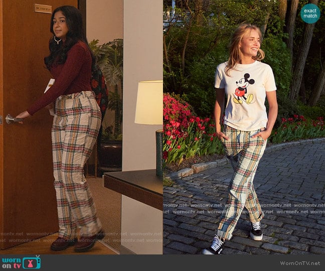 Free People Marlowe Yarn Dye Trousers worn by Devi Vishwakumar (Maitreyi Ramakrishnan) on Never Have I Ever