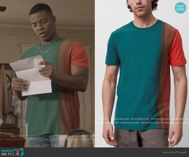 French Connection Gradient Stripe T-shirt worn by Spencer James (Daniel Ezra) on All American