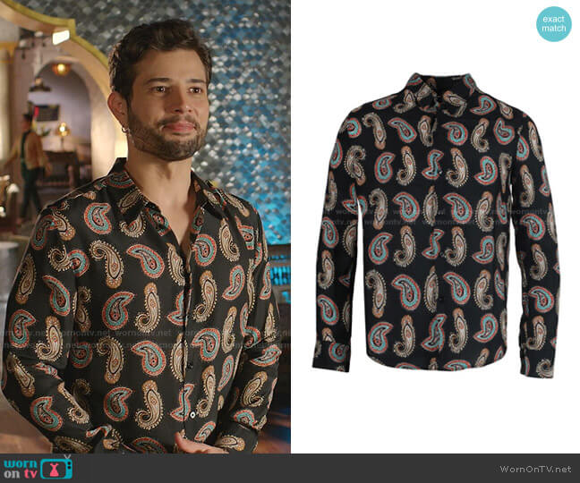 Garcons Infideles Multicolor Cashmere Shirt worn by Sam Flores (Rafael de la Fuente) on Dynasty