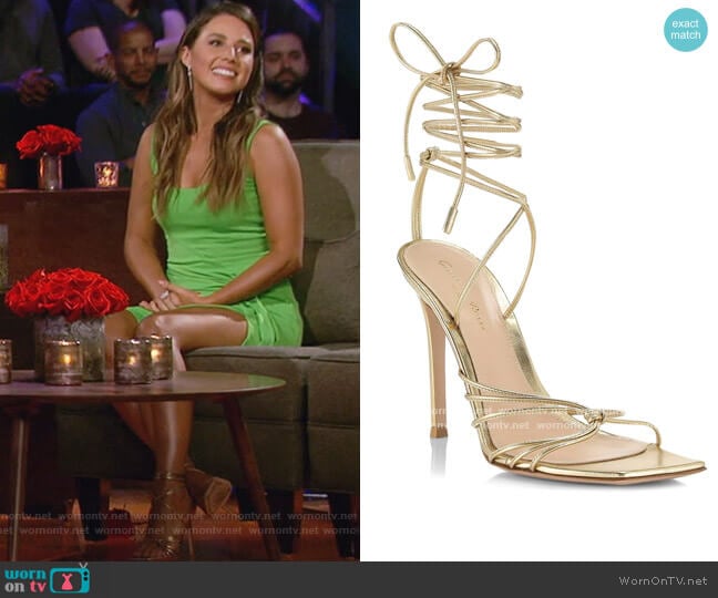 Gianvito Rossi Metallic Leather Sandals worn by Katie Thurston on The Bachelorette