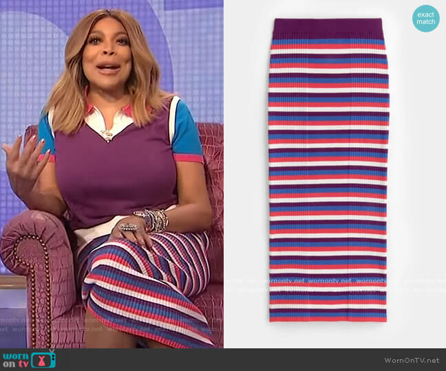 Victor Glemaud Ribbed Midi Tub Skirt worn by Wendy Williams on The Wendy Williams Show