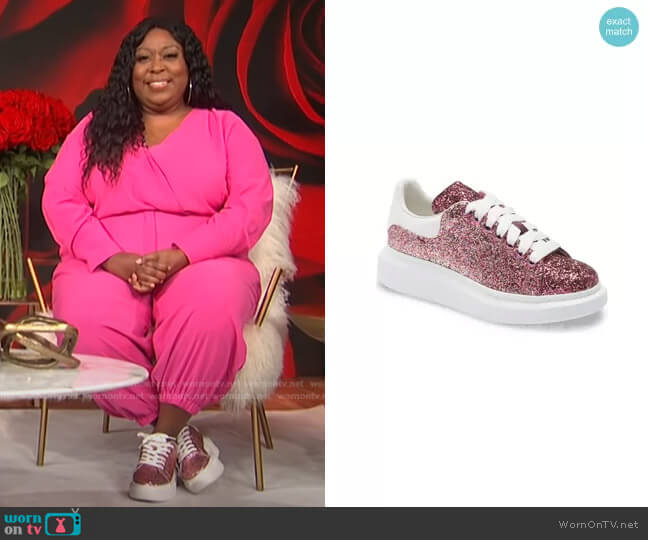Alexander McQueen Glitter Platform Sneaker worn by Loni Love on E! News