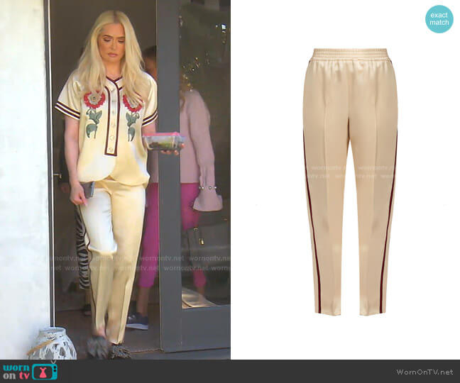 Gucci Web-Striped Duchesse Satin Trouser worn by Erika Jayne on The Real Housewives of Beverly Hills