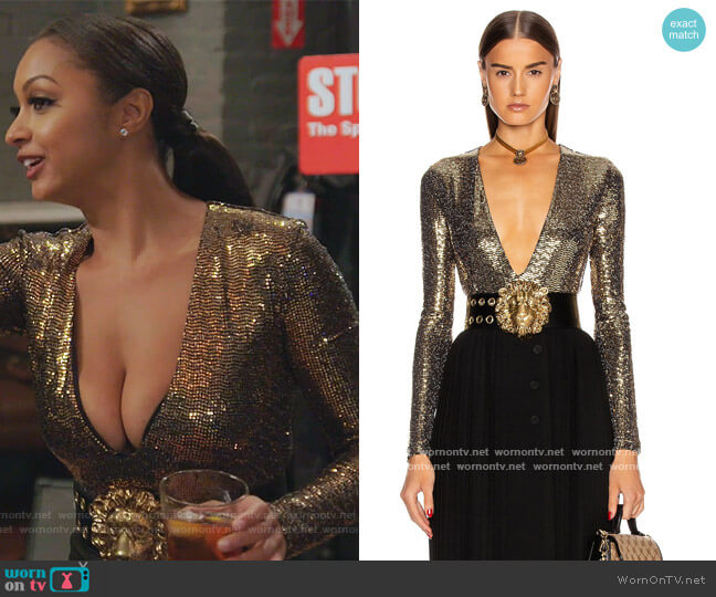 Gucci Long Sleeve Bodysuit worn by Ebony K. Williams on The Real Housewives of New York City