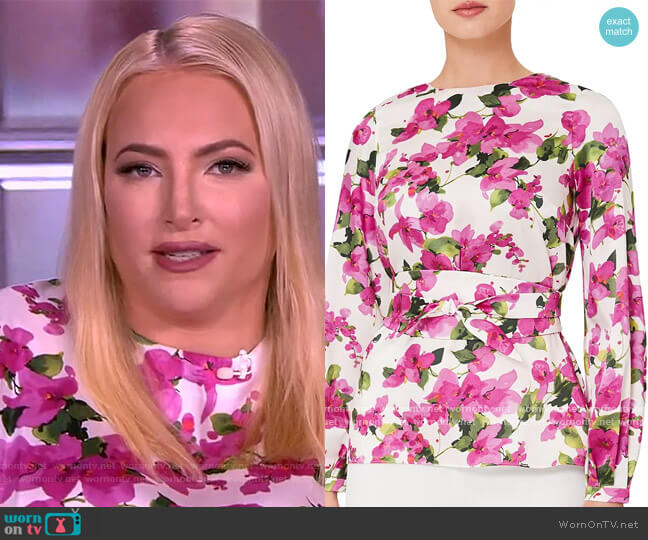 Hobbs London Rosie Floral Print Belted Top worn by Meghan McCain on The View