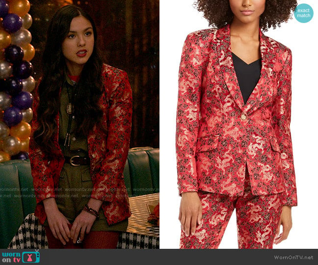INC International Concepts Jacquard One-Button Blazer worn by Nini (Olivia Rodrigo) on High School Musical The Musical The Series