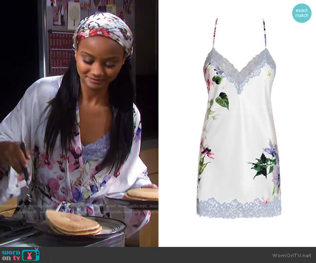 In Bloom And I Love Her Satin Chemise worn by Chanel Dupree (Raven Bowens) on Days of our Lives