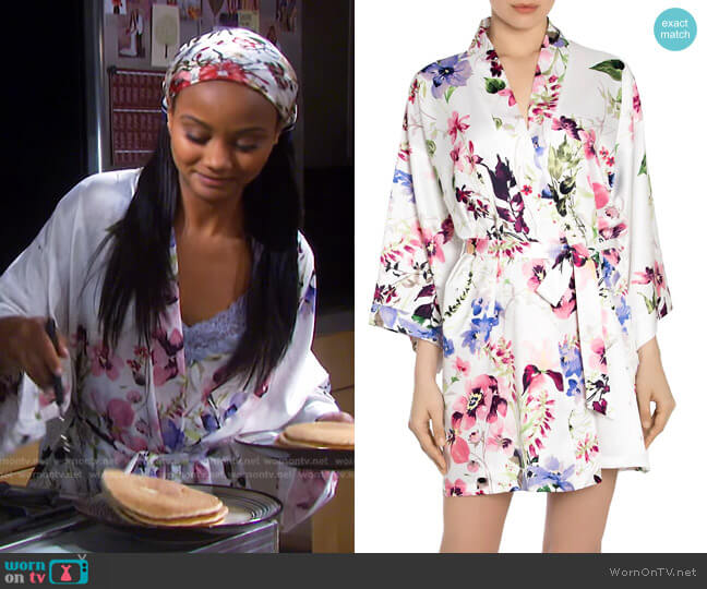 In Bloom And I Love Her Satin Robe worn by Chanel Dupree (Raven Bowens) on Days of our Lives