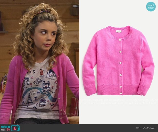 J. Crew Cashmere Cardigan Sweater worn by Destiny Baker (Mallory James Mahoney) on Bunkd