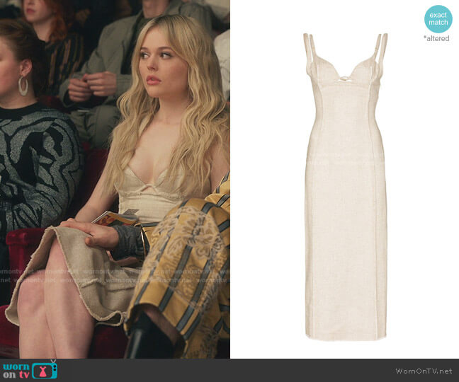 Jacquemus La robe Valerie Corset Midi Dress worn by Audrey Hope (Emily Alyn Lind) on Gossip Girl