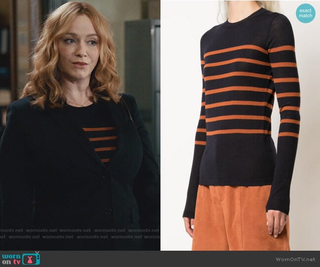 Jason Wu Striped Crewneck Sweater worn by Beth Boland (Christina Hendricks) on Good Girls