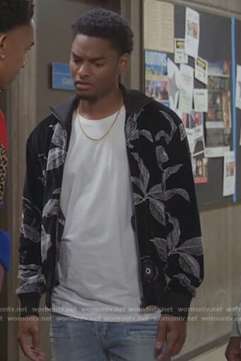 Jessie’s black floral print jacket on All American