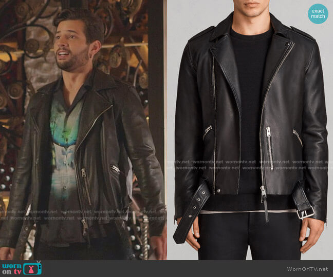 All Saints Kaho Leather Biker Jacket worn by Sam Flores (Rafael de la Fuente) on Dynasty