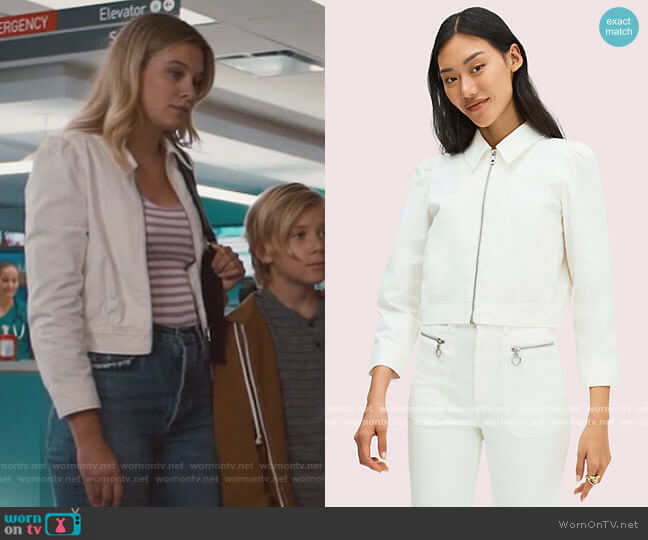 Kate Spade Cropped Denim Jacket worn by Grace Knight (Tiera Skovbye) on Nurses