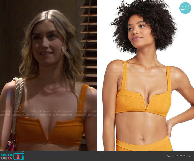 L Space Lee Lee Pointelle Rib Bikini Top worn by Claire Brady (Isabel Durant ) on Days of our Lives