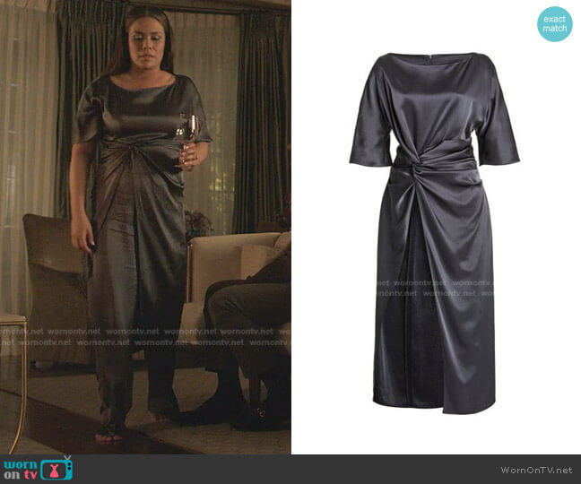 Lapointe Double Faced Satin Long Twist Tunic worn by Cristal Jennings (Daniella Alonso) on Dynasty