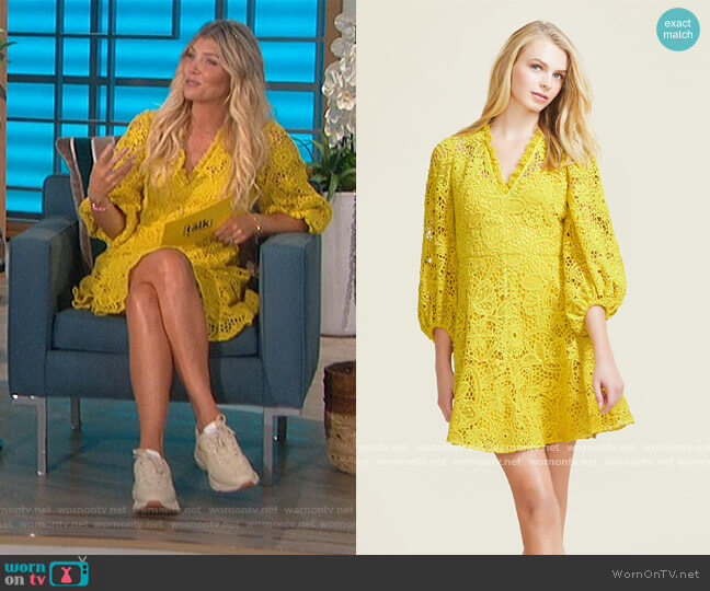 Pearl by Lela Rose Corded Lace Full Sleeve Dress worn by Amanda Kloots on The Talk