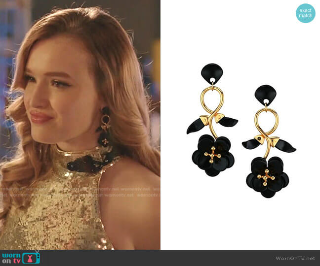 Lele Sadoughi Floral Vine 14K Goldplated & Acetate Drop Earrings worn by Kirby Anders (Maddison Brown) on Dynasty