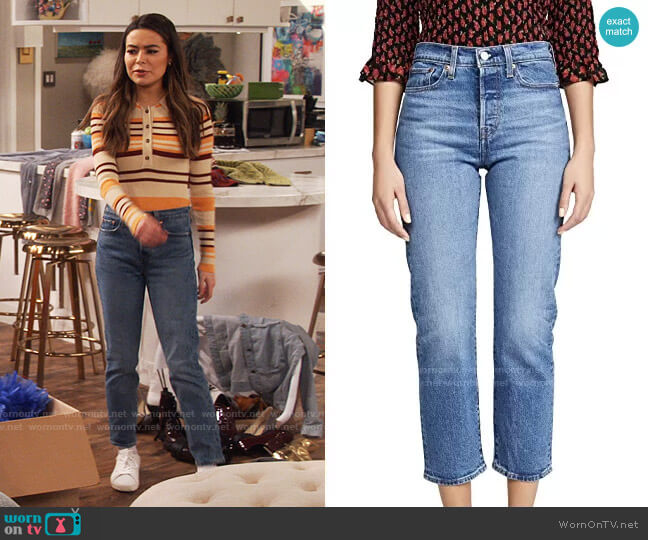 Levis Wedgie Jeans in Jive Sound worn by Carly Shay (Miranda Cosgrove) on iCarly