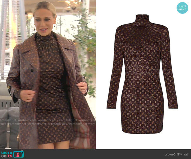Louis Vuitton Monogram Print Long-Sleeved Dress worn by Dorit Kemsley on The Real Housewives of Beverly Hills