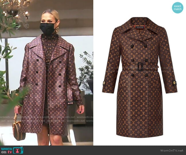 Louis Vuitton Monogram Belted Trench Coat worn by Dorit Kemsley on The Real Housewives of Beverly Hills