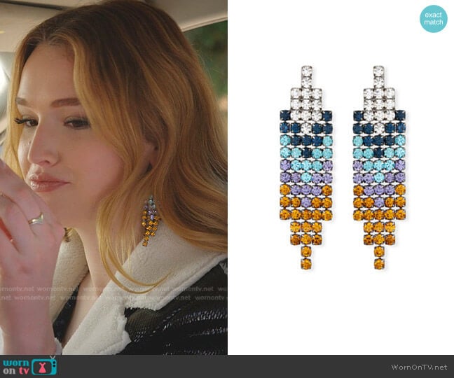 Lulu Frost Fortune Fringe Crystal Earrings worn by Kirby Anders (Maddison Brown) on Dynasty