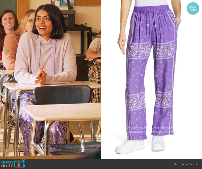 Melody Ehsani Staycation Bandana Print Pants worn by Aneesa (Megan Suri) on Never Have I Ever