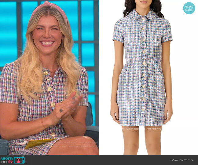 Maje Renizam Multicolor Tweed Dress worn by Amanda Kloots on The Talk
