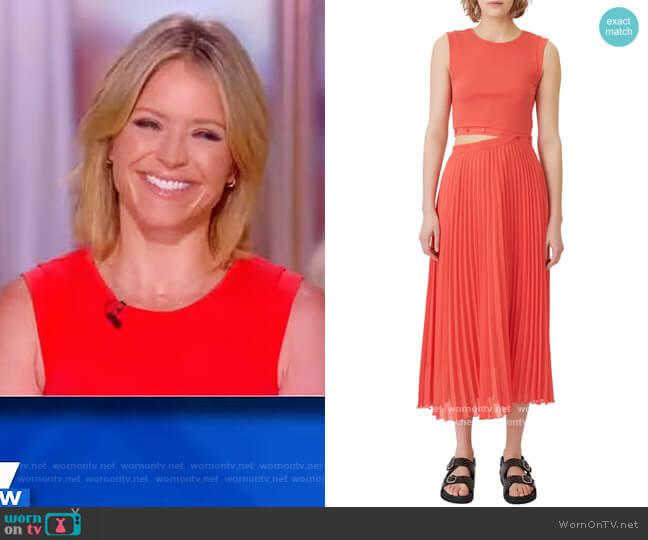 Maje Riplit Two-Piece Knit & Pleated Midi Dress worn by Sara Haines on The View
