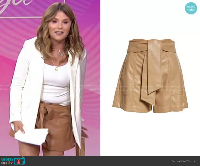 Jonathan Simkhai Mari Tie Waist Faux Leather Shorts worn by Jenna Bush Hager on Today