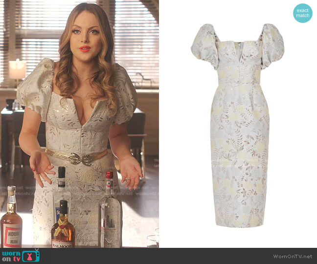 Markarian Yvette Brocade Dress worn by Fallon Carrington (Elizabeth Gillies) on Dynasty