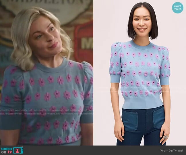 Kate Spade Marker Floral Sweater worn by Stephanie Borden (Kylee Evans) on Good Witch