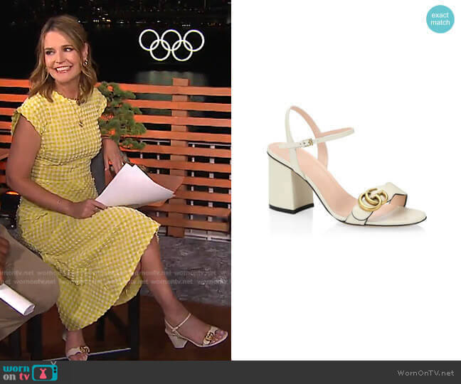 Gucci Marmont GG Ankle-Strap Sandals worn by Savannah Guthrie on Today