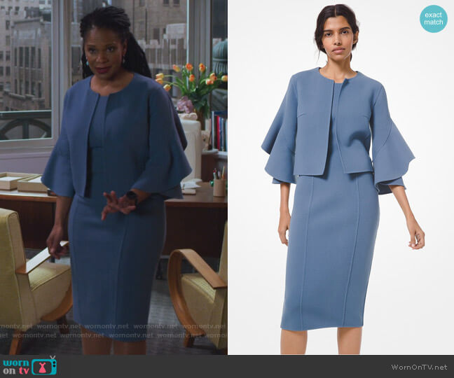 Michael Kors Stretch Wool Boucle Sheath Dress worn by Liz Reddick-Lawrence (Audra McDonald) on The Good Fight