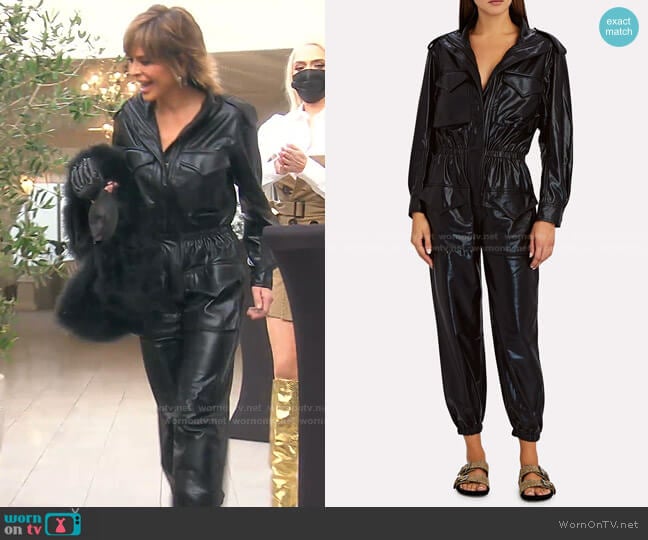 Norma Kamali Turtleneck Cargo Jumpsuit worn by Lisa Rinna on The Real Housewives of Beverly Hills