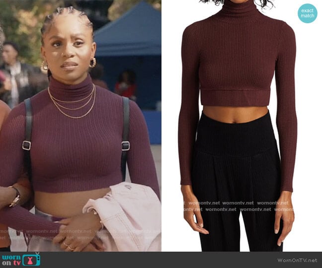NSF Bridget Crop Turtleneck Top worn by Simone Hicks (Geffri Maya) on All American
