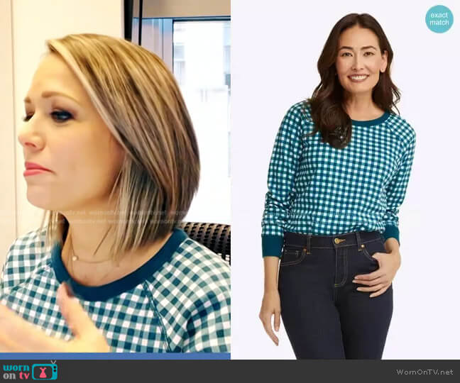 Draper James Natalie Sweatshirt in Gingham worn by Dylan Dreyer on Today