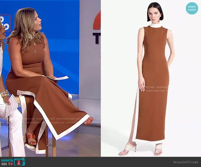 Staud Noir Contrast Trim Mock Neck Maxi Dress worn by Jenna Bush Hager on Today