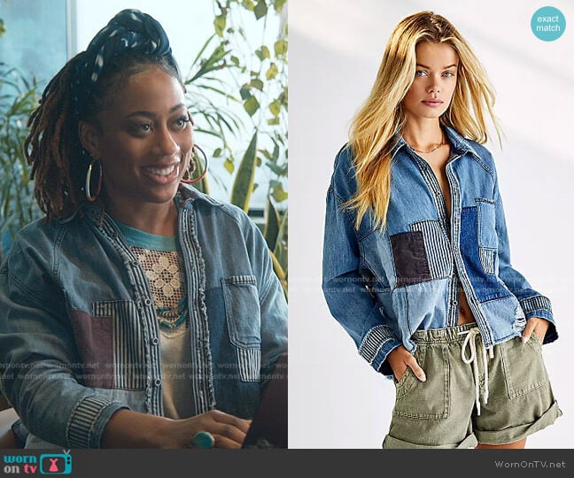 Free People Northbound Buttondown worn by Malika Williams (Zuri Adele) on Good Trouble