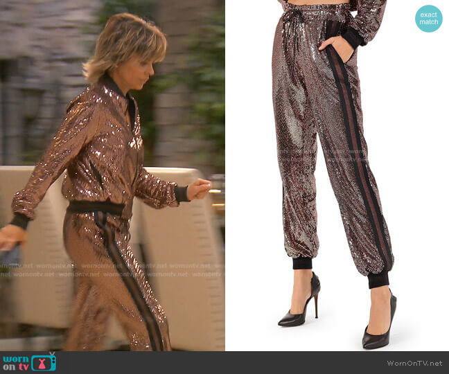 Pam & Gela Rose Mirror Ball Jogger Pants worn by Lisa Rinna on The Real Housewives of Beverly Hills