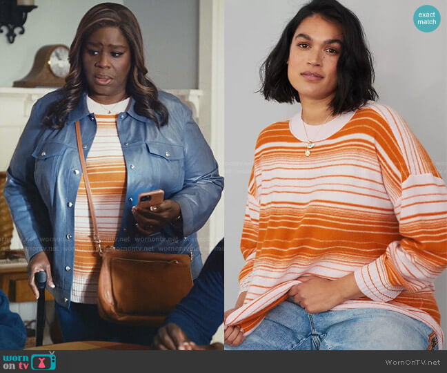 Anthropologie Pilcro Angie Seamed Cashmere Sweater worn by Ruby Hill (Retta) on Good Girls