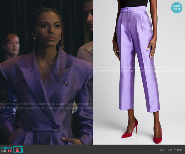 Christopher John Rogers Pleated Silk-Wool Pants worn by Monet de Haan (Savannah Lee Smith) on Gossip Girl