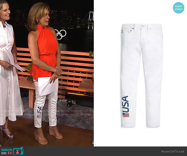 Polo Ralph Lauren x Team USA Tompkins Super-Skinny Jeans in White worn by Hoda Kotb on Today