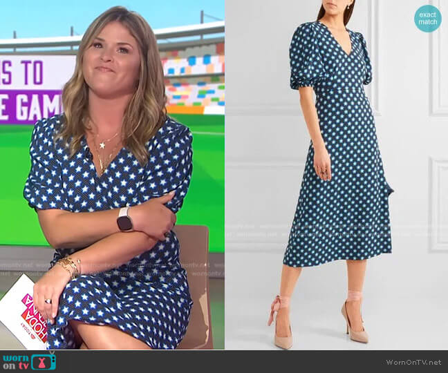 Miu Miu Printed Crepe De Chine Midi Dress worn by Jenna Bush Hager on Today
