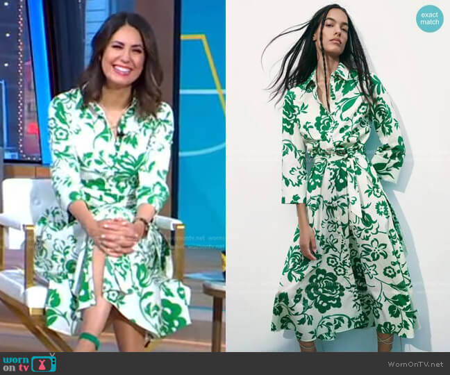 Zara Printed Poplin Dress worn by Cecilia Vega on Good Morning America