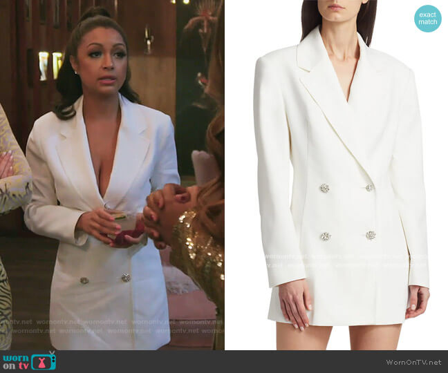 ROTATE Birger Christensen Fonda Double-Breasted Blazer Dress worn by Ebony K. Williams on The Real Housewives of New York City