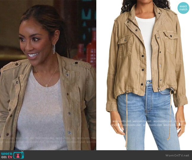 Rails Collins Linen Blend Utility Jacket worn by Tayshia Adams on The Bachelorette